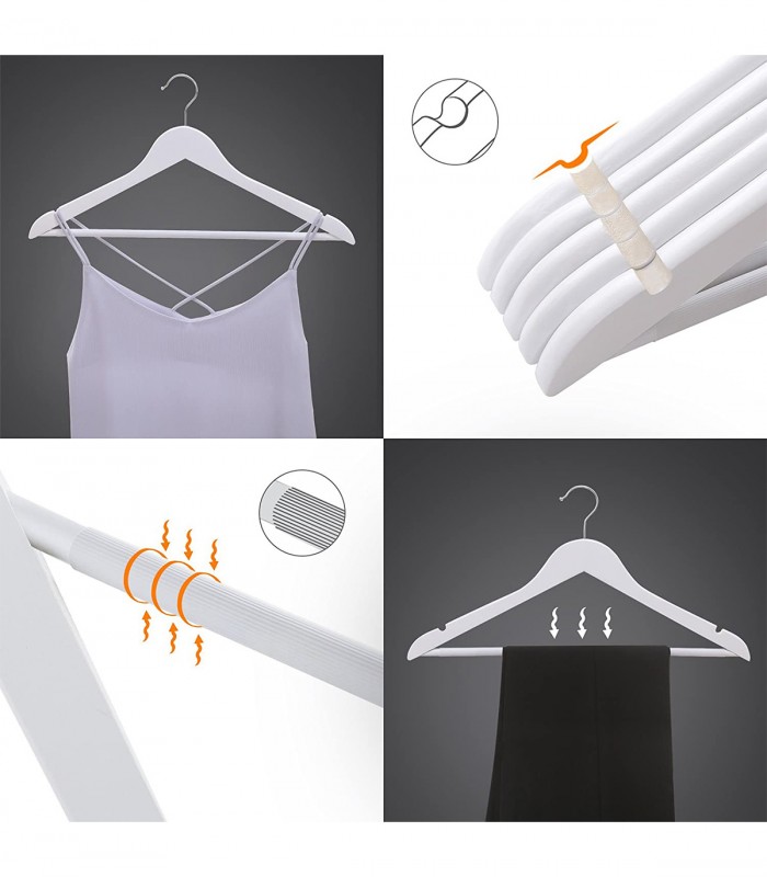 Umerase haine, 50 bucati, Lemn artar, Alb