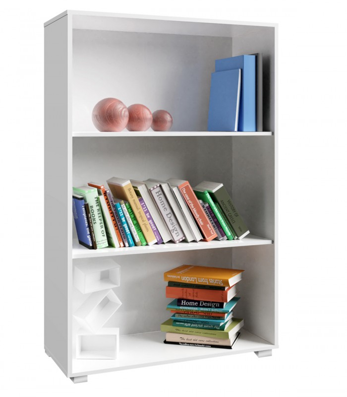 Biblioteca cu 3 rafturi Vela, Alb, 115 cm