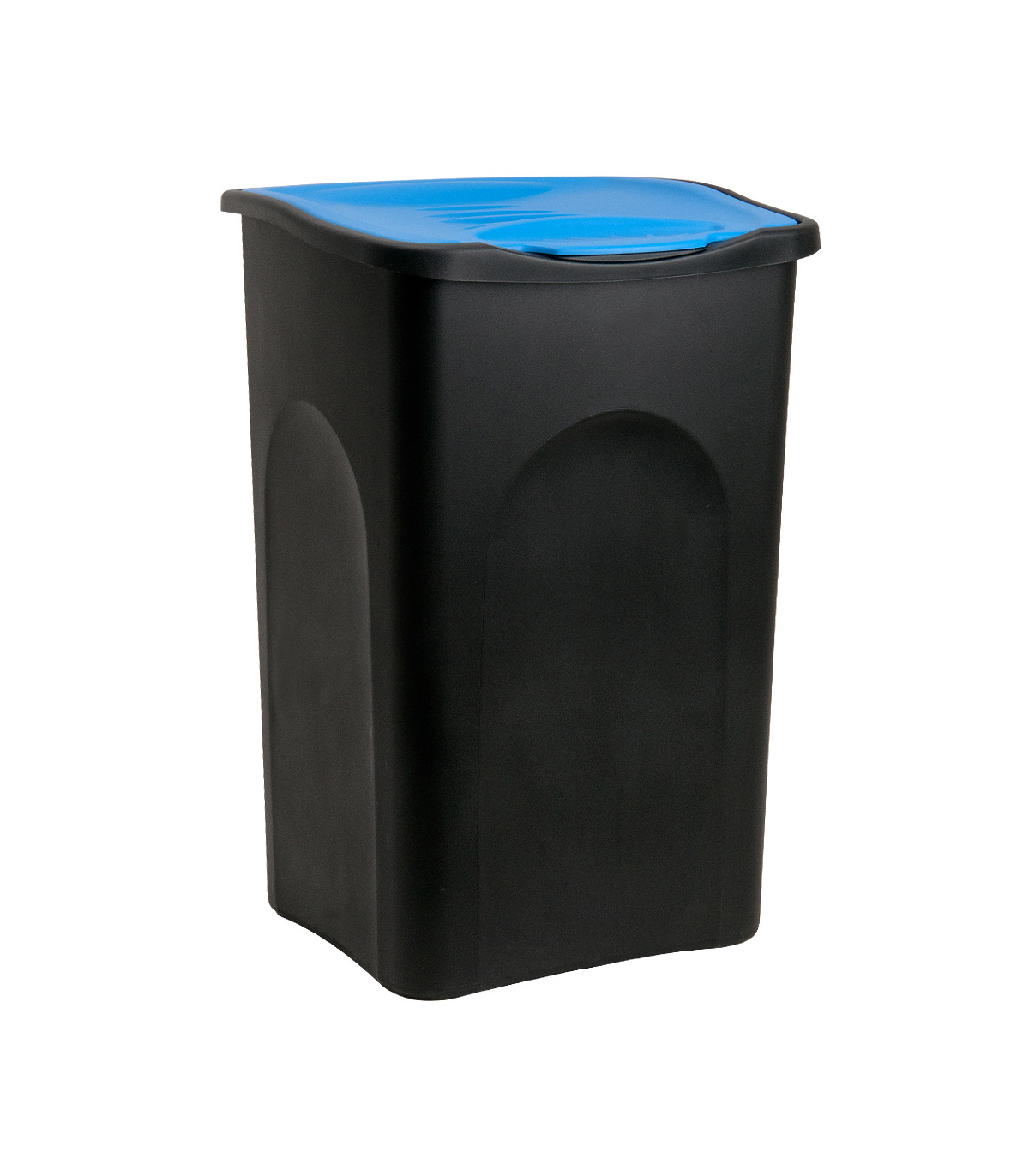 Cos gunoi cu capac, Plastic, Negru/Albastru, 50 L Bucatarie imagine noua