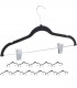 Umerase haine acoperite cu catifea cu cleme, 12 bucati, Negru