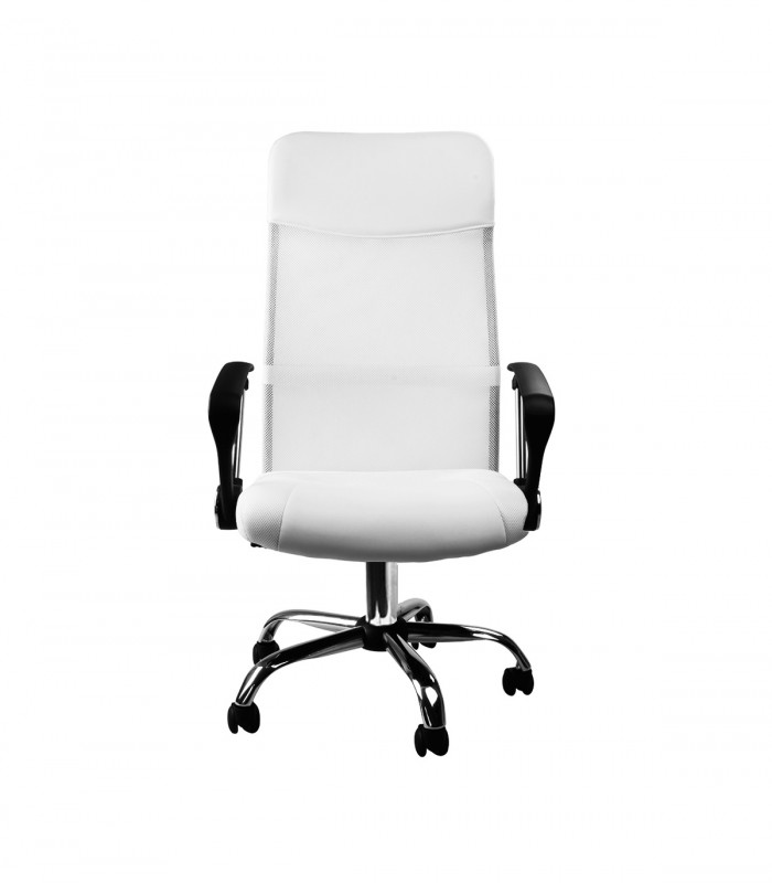 Scaun birou directorial, Piele sintetica si plasa, Alb