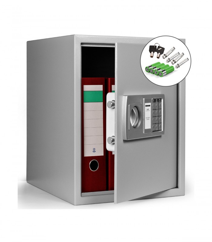 Seif electronic mobilier, Usa de 4 mm, Otel, Gri, 35 x 40 x 40 cm, inclusiv baterii