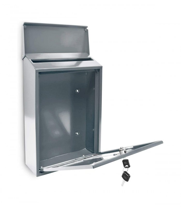 Cutie postala cu 3 ferestre, Metal, Argintiu, 25 x 40 cm