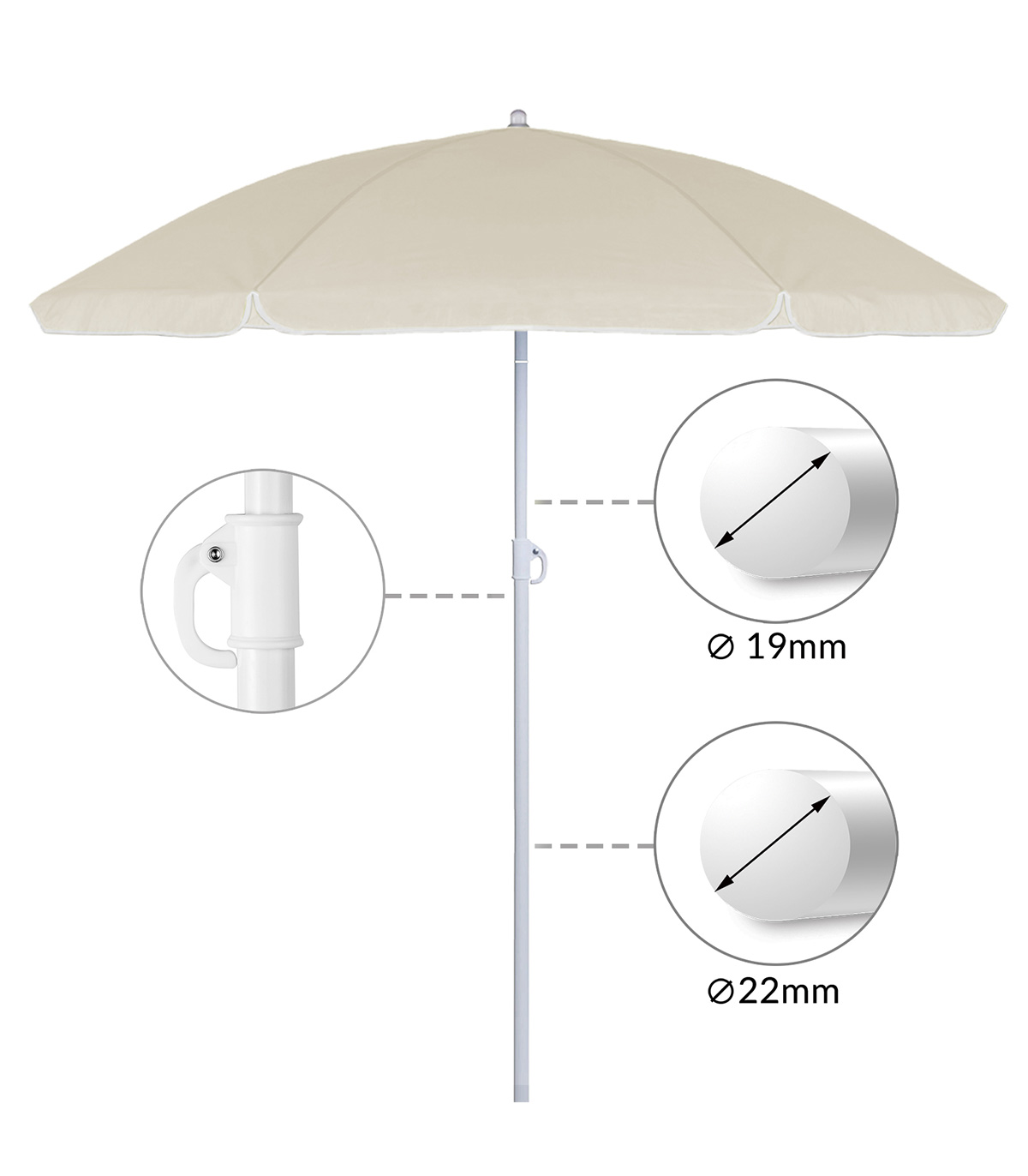 Umbrela soare rotunda, Functie de inclinare, Bej, 200 cm familio.ro imagine noua 2022 9