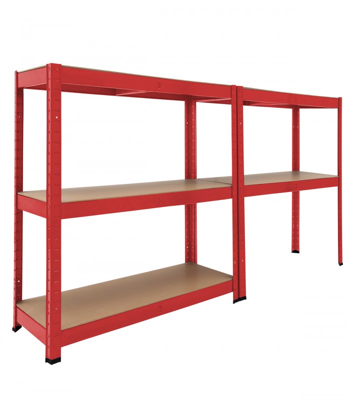 Raft depozitare 5 etajere, Reglabil, 875 kg, Rosu, 180 x 90 x 40 cm