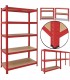 Raft depozitare 5 etajere, Reglabil, 875 kg, Rosu, 180 x 90 x 40 cm