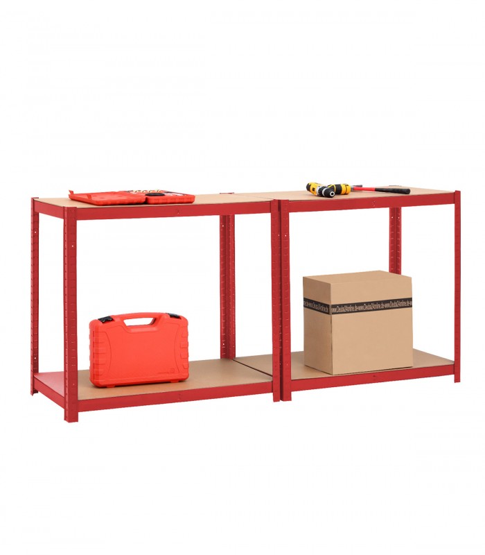 Raft depozitare 5 etajere, Reglabil, 875 kg, Rosu, 180 x 90 x 40 cm
