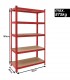 Raft depozitare 5 etajere, Reglabil, 875 kg, Rosu, 180 x 90 x 40 cm