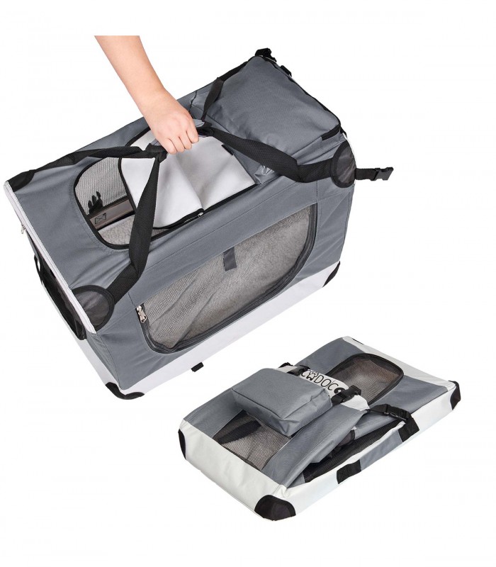 Geanta transport caini, Pliabila, Gri, M, 60 x 42 x 42 cm