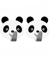 Set 2 x Carlig baie de perete autoadeviz Panda, Alb /Negru
