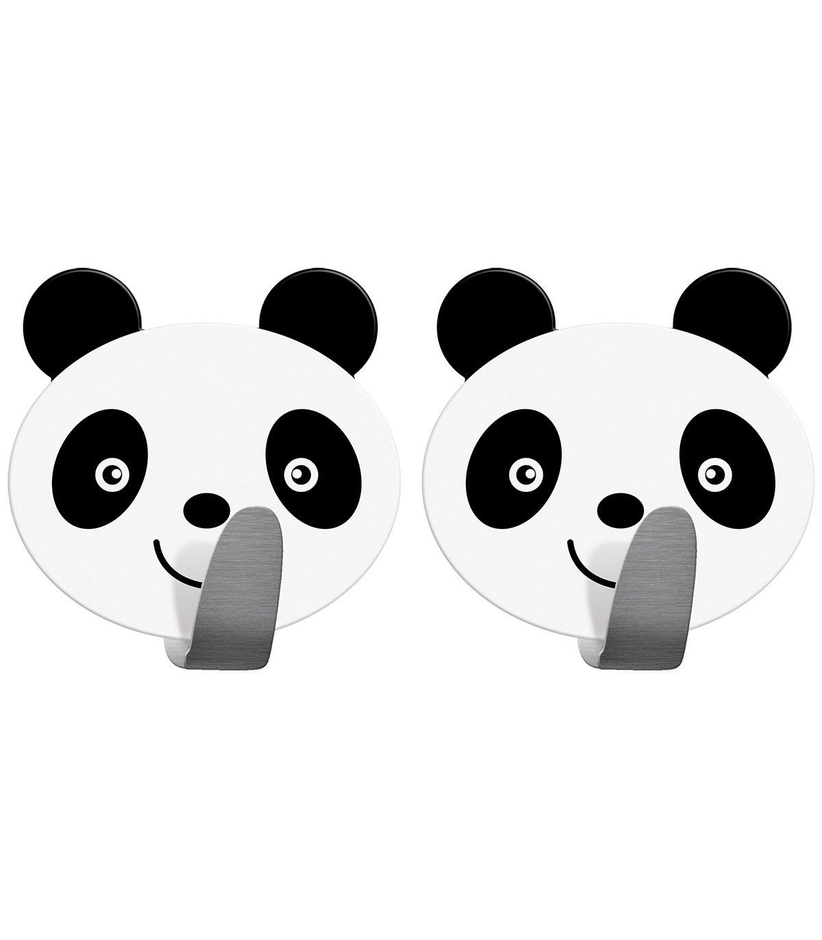 Set 2 x Carlig baie de perete autoadeviz Panda, Alb /Negru accesorii pret redus imagine 2022