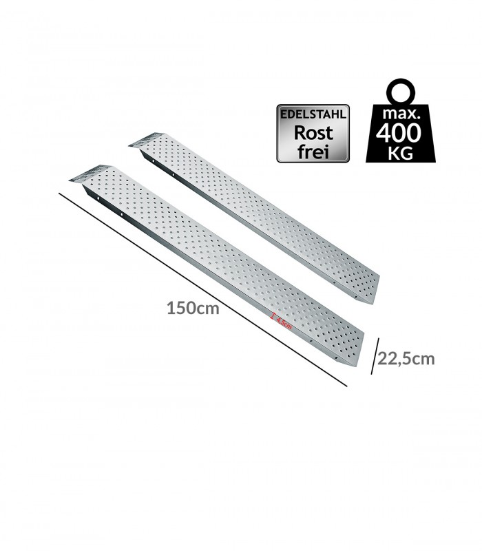 Set 2x Rampa de incarcare auto, Incarcare 400 kg, Pliabil, Otel zincat