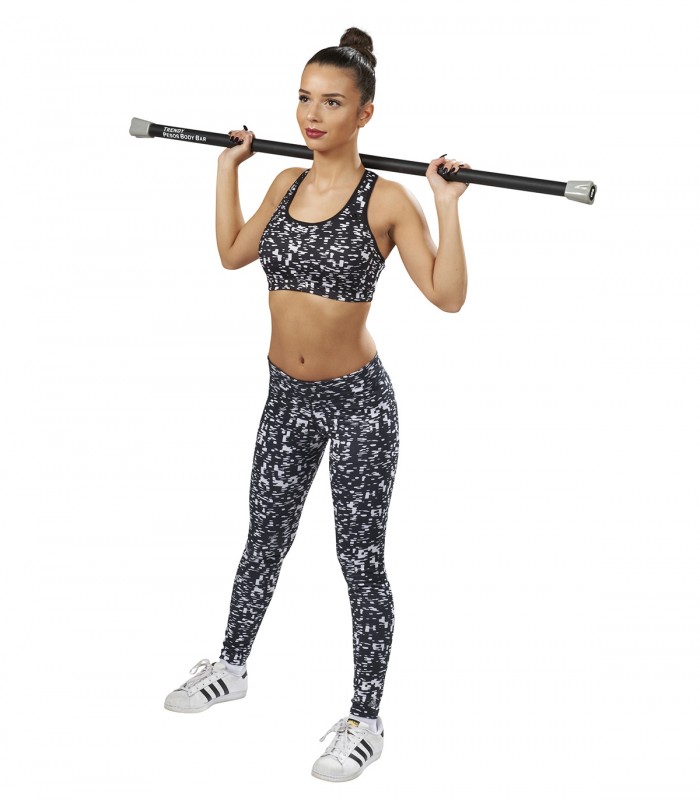 Bara fitness pentru antrenament, 6 kg, Negru/Mov, Diametru 30 mm, 125 cm