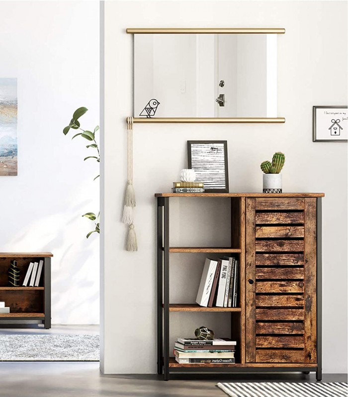 Bufet cu 3 rafturi, Design industrial, Maro+Negru