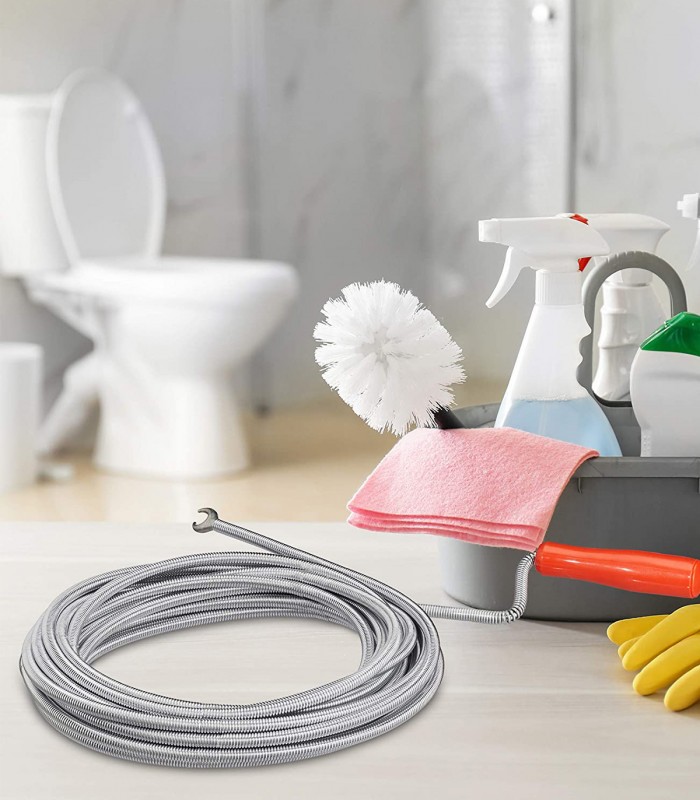 Sarpe de desfundat tevi, chiuveta, toaleta, dus, Otel, Argintiu, 9 mm x 10 m