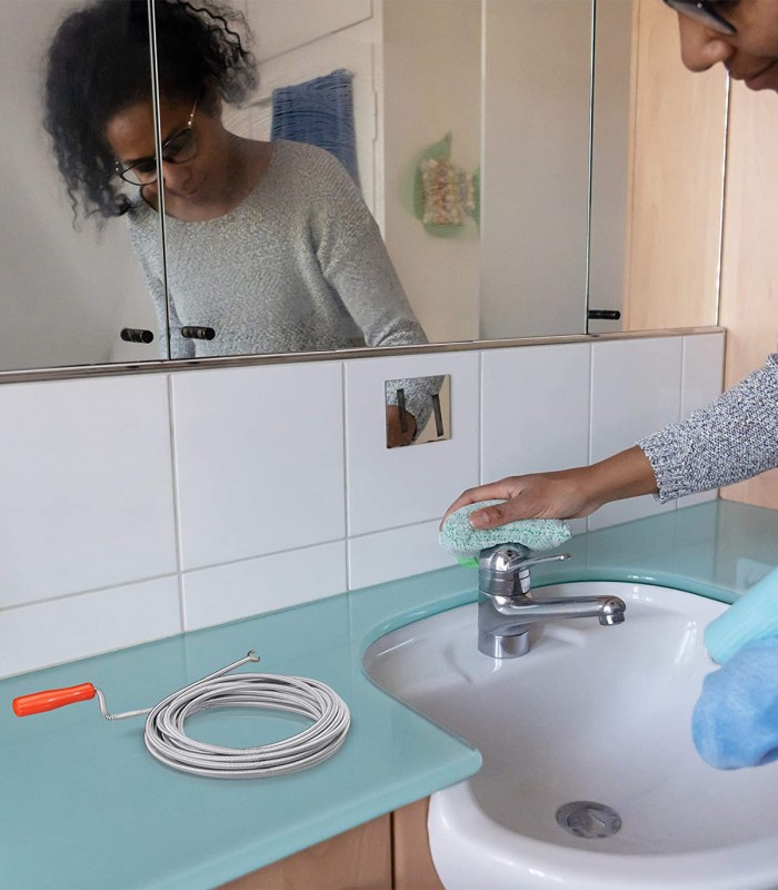 Sarpe de desfundat tevi, chiuveta, toaleta, dus, Otel, Argintiu, 9 mm x 10 m