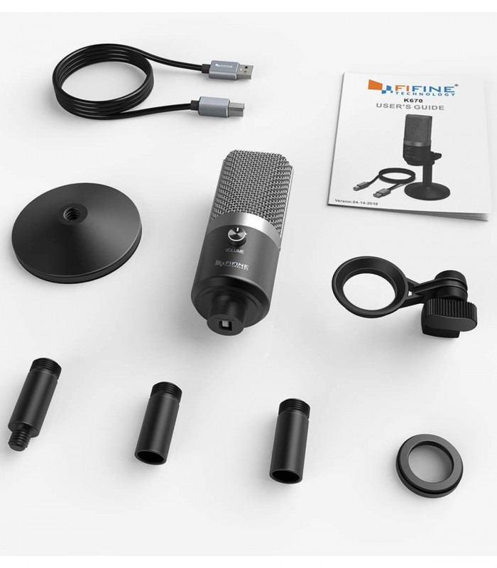 Microfon FIFINE PC USB pentru computer, Microfon condensator optimizat pentru inregistrare si streaming