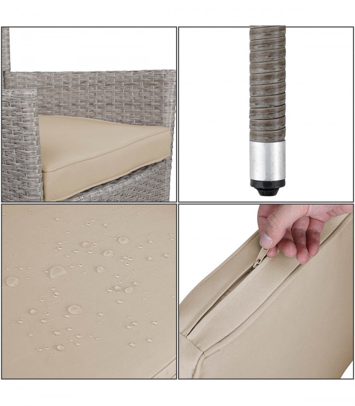 Set 2 x Scaune de gradina,crem/bej, 88 x 59 x 59 cm