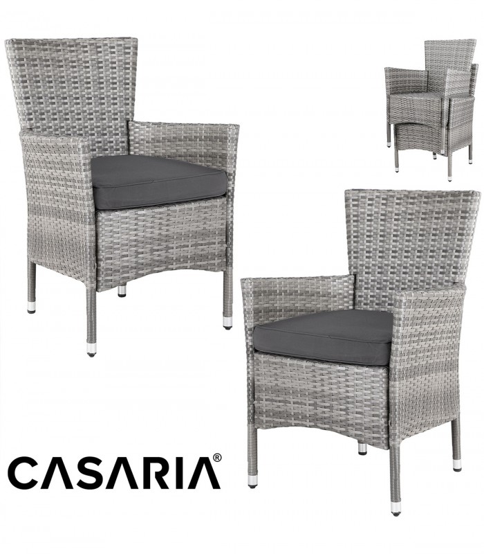 Set 2 x scaune gradina, Poliratan, Gri-Antracit