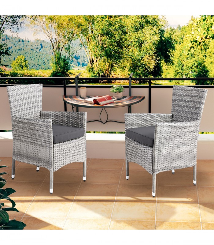 Set 2 x scaune gradina, Poliratan, Gri-Antracit