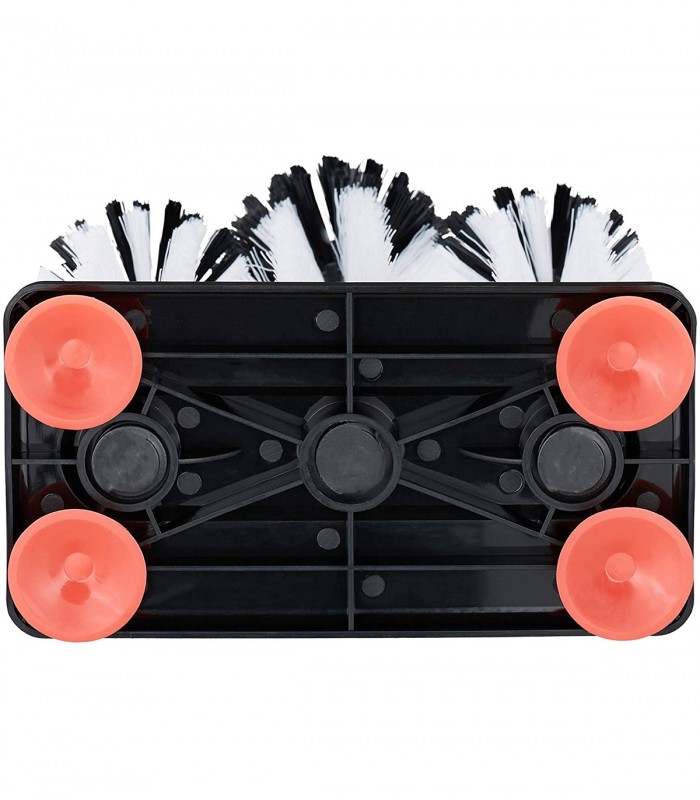 Perie de spalat sticle cu ventuza pentru horeca, petreceri si bar, cu 3 perii, Alb/Negru, 18.5 x 9.5