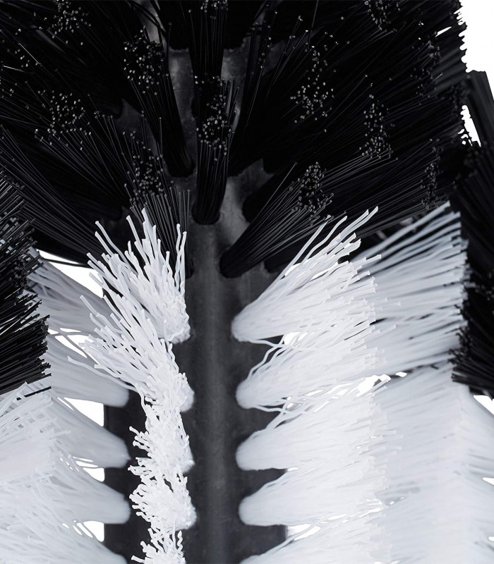 Perie de spalat sticle cu ventuza pentru horeca, petreceri si bar, cu 3 perii, Alb/Negru, 18.5 x 9.5