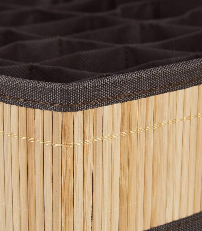 Organizator de sertare pentru cravate, sosete, lenjerie intima, Aspect bambus, Pliabil, 24 compartim