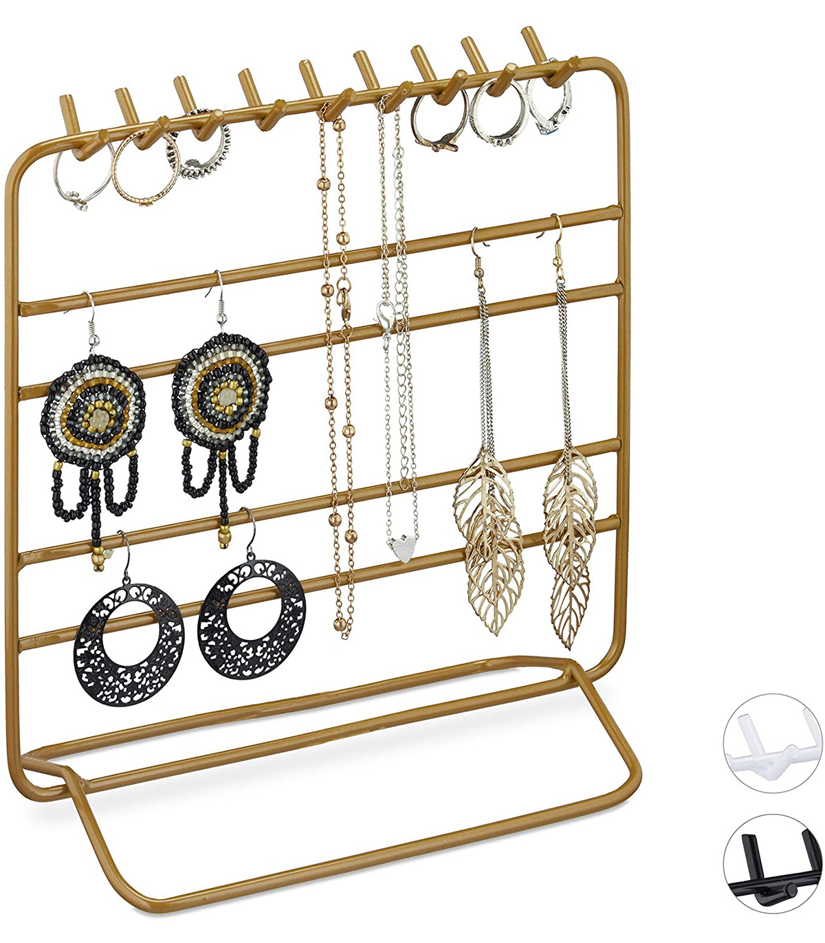 Organizator/suport pentru bijuterii, cercei, bratari, bijuterii, Auriu, 20 x 10 x 21 cm Auriu
