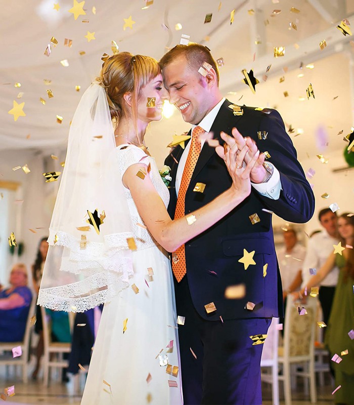 Lansator confetti Party Popper cu folie metalica, Stele, 40 cm