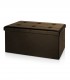 Banca 2 locuri cu spatiu depozitare, 80 L, Pliabil, Piele ecologica,Maro, 80 x 40 x 40 cm