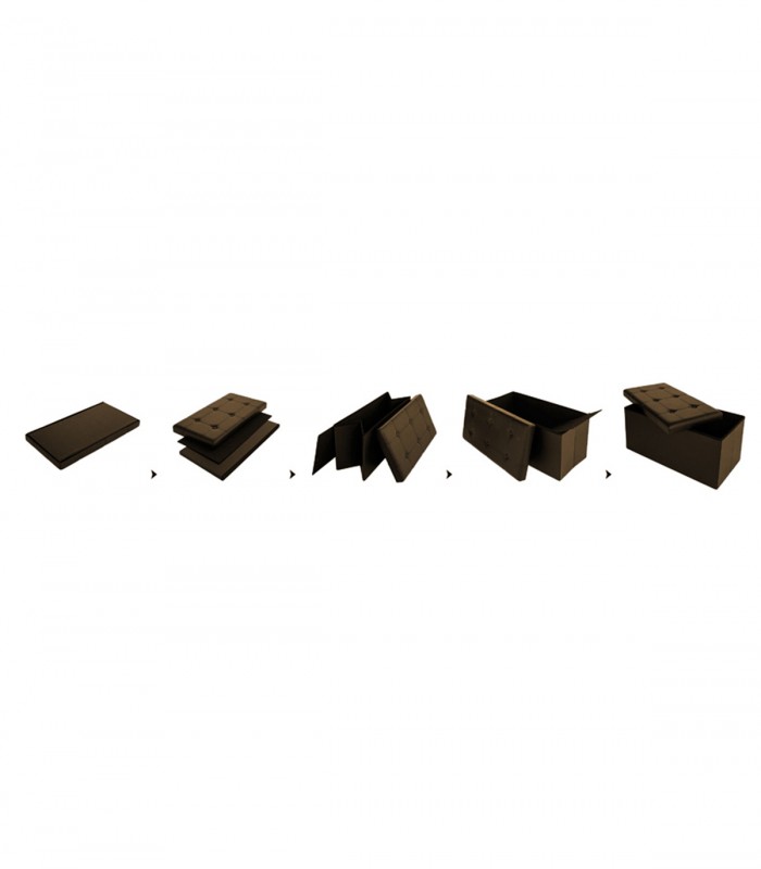 Banca 2 locuri cu spatiu depozitare, 80 L, Pliabil, Piele ecologica,Maro, 80 x 40 x 40 cm