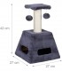 Stalp de zgariat pentru pisici cu trunchi de sisal si jucarii, Turn mic, Gri, 27 x 27 x 42 cm