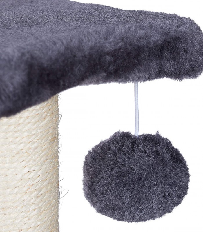 Stalp de zgariat pentru pisici cu trunchi de sisal si jucarii, Turn mic, Gri, 27 x 27 x 42 cm