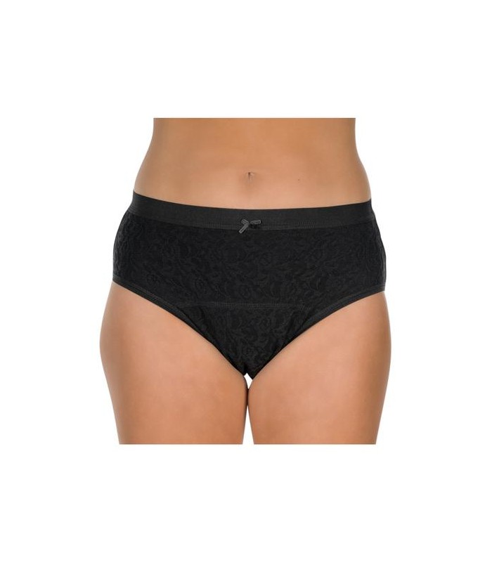 Chilot dama menstruali/incontinenta nivel 2/5, Suprima, Bumbac, Negru, Mar XL