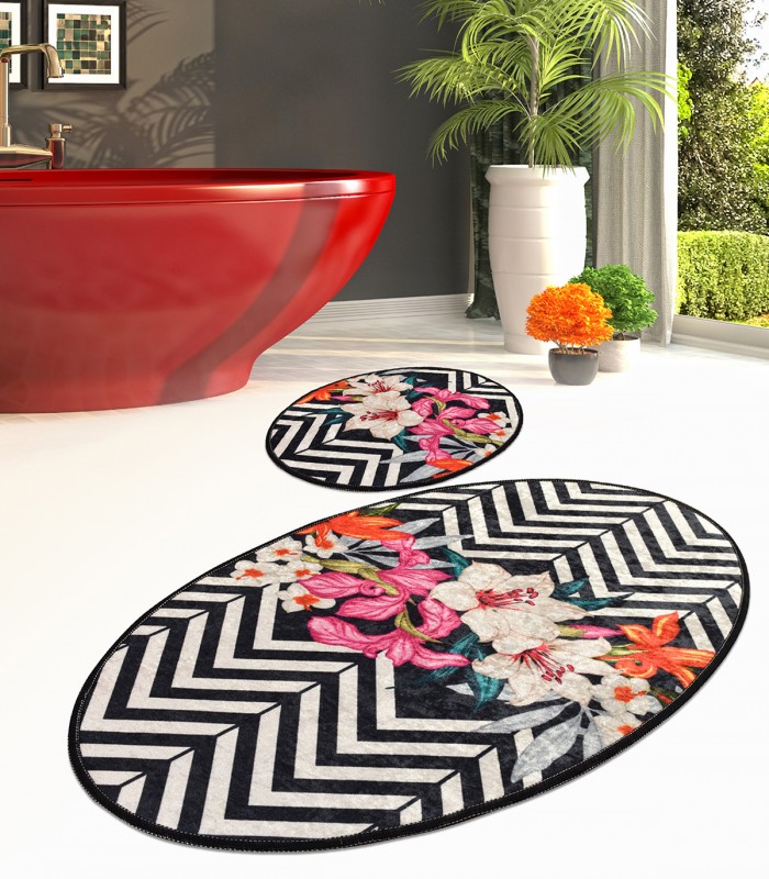 Set 2 covorase baie Marken, 60 x 100 cm, 50 x 60 cm, Antiderapant, Multicolor