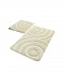 Set 2 covorase baie Wave Ecru, 60x100 cm, 50x60 cm, Antiderapant, Crem