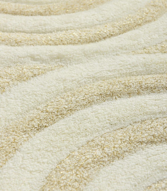Set 2 covorase baie Wave Ecru, 60x100 cm, 50x60 cm, Antiderapant, Crem