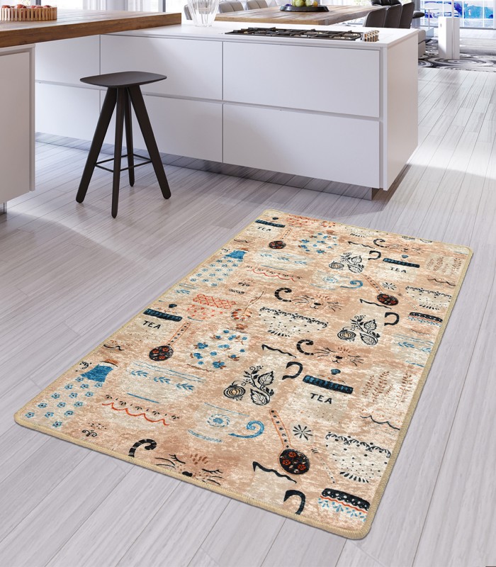 Covor bucatarie Coffee Cat DJT, 80 x 150 cm, Bej