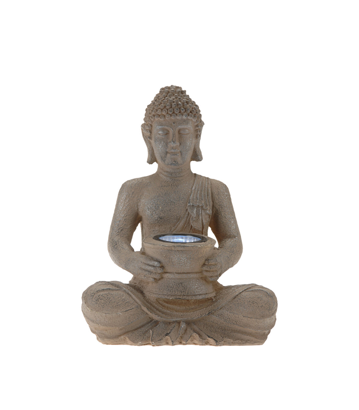 Lampa solara de gradina Buddha, 21x14x28 cm, Argintiu 21x14x28
