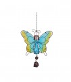 Decoratiune de gradina Butterfly cu lampa solara LED  si clopotel, Albastru/Galben