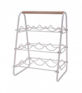 Suport 9 sticle vin,  Metal, Alb, 33 x 29 x 46 cm