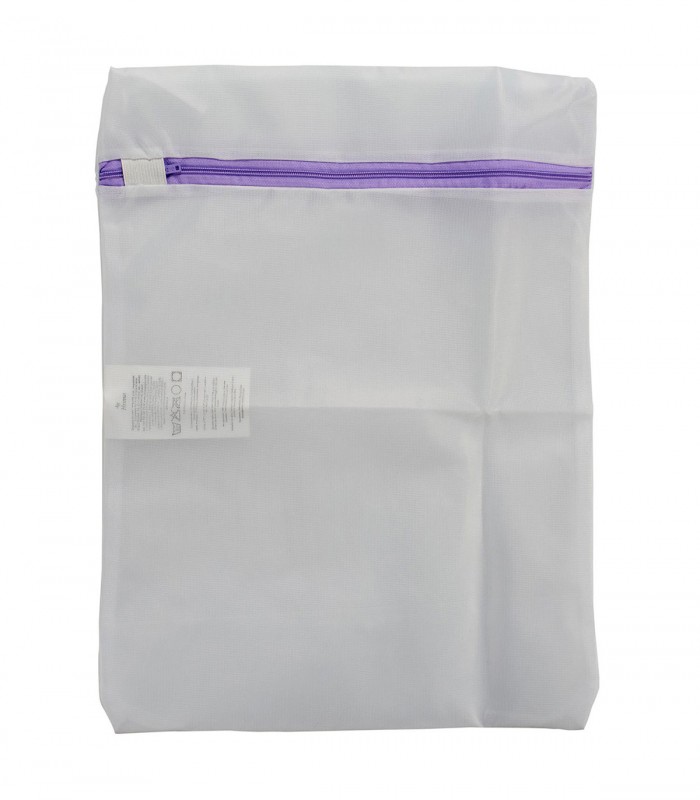 Set 3 saculeti de  protectie rufe delicate, Dreptunghiulari, Alb, Fermoar inchidere colorat, 22 x 31 cm