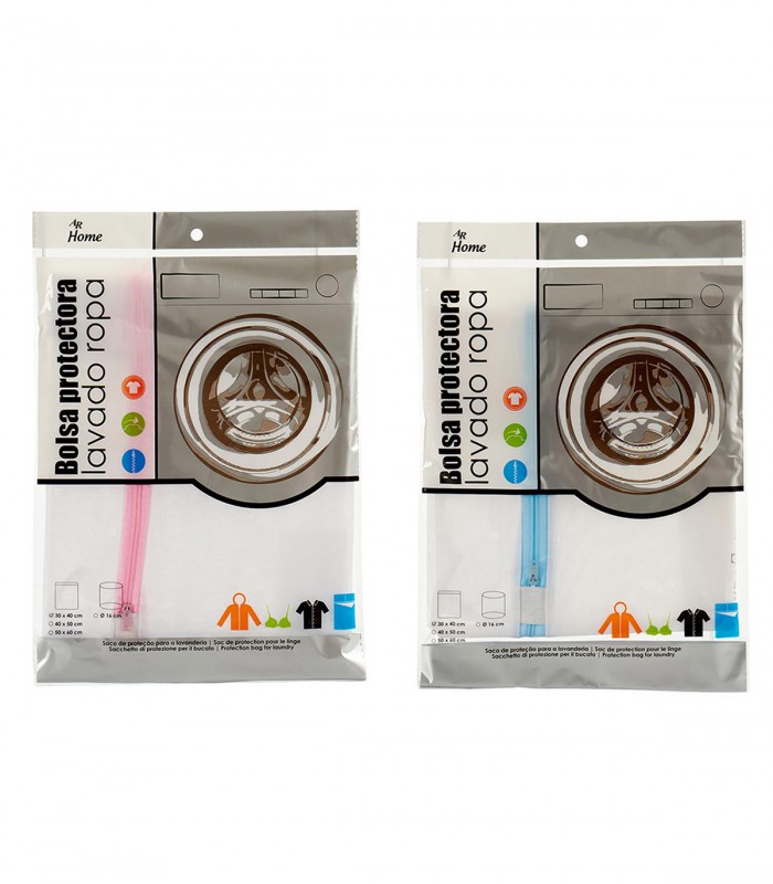 Set 3 saculeti de  protectie rufe delicate, Dreptunghiulari, Alb, Fermoar inchidere colorat, 22 x 31 cm