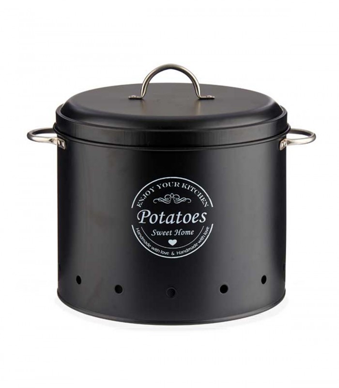 Set 3 recipiente depozitare pentru bucatarie, Metal,  Negru, Capacitate 0.98 l + 2 l + 6 l