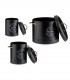 Set 3 recipiente depozitare pentru bucatarie, Metal,  Negru, Capacitate 0.98 l + 2 l + 6 l