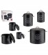 Set 3 recipiente depozitare pentru bucatarie, Metal,  Negru, Capacitate 0.98 l + 2 l + 6 l