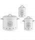 Set 3 recipiente depozitare pentru bucatarie, Metal, Alb, Capacitate 0.98 l + 2 l + 6 l