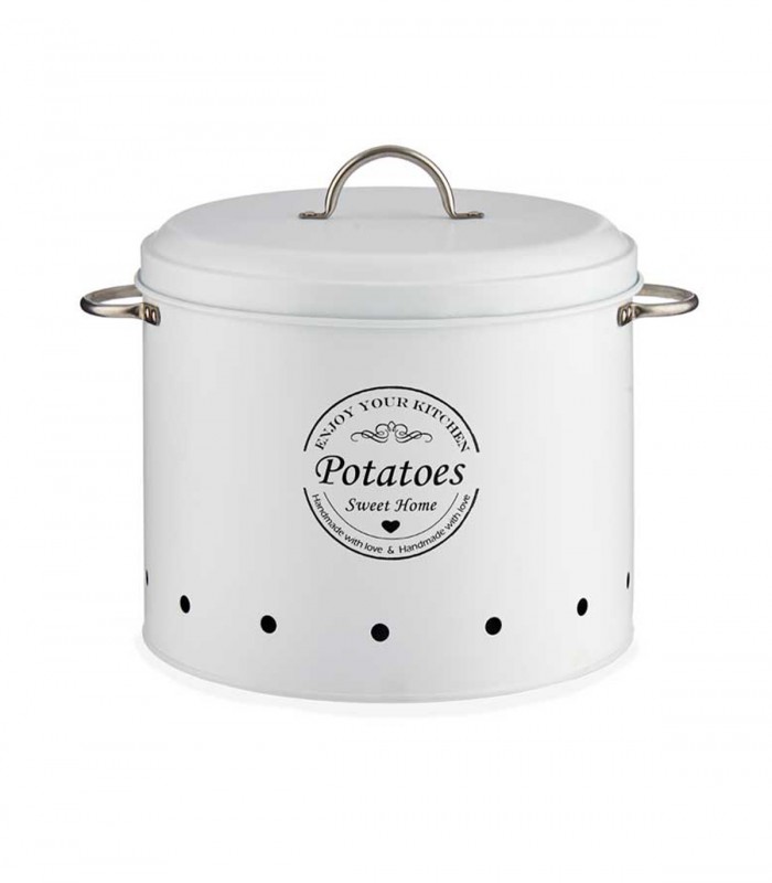 Set 3 recipiente depozitare pentru bucatarie, Metal, Alb, Capacitate 0.98 l + 2 l + 6 l