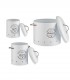 Set 3 recipiente depozitare pentru bucatarie, Metal, Alb, Capacitate 0.98 l + 2 l + 6 l