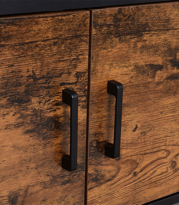 Dulap pantofi cu  doua usi, design industrial, 100 x 35 x 50 cm, Maro/Negru